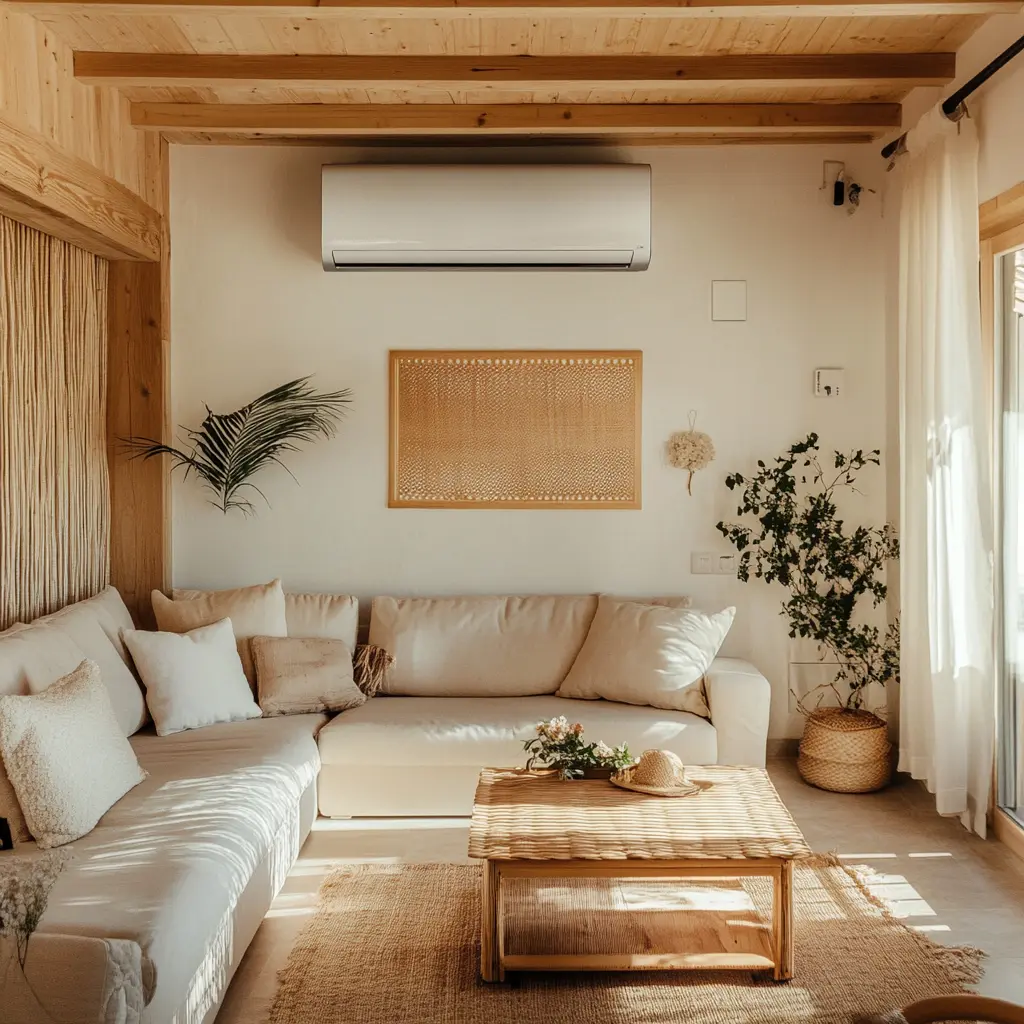 Unidad de aire acondicionado instalada en la pared de una casa en Cádiz